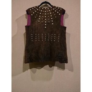 Vintage 70s Mignon Faget Rare Velvet-like Lined Vest with Metal Details